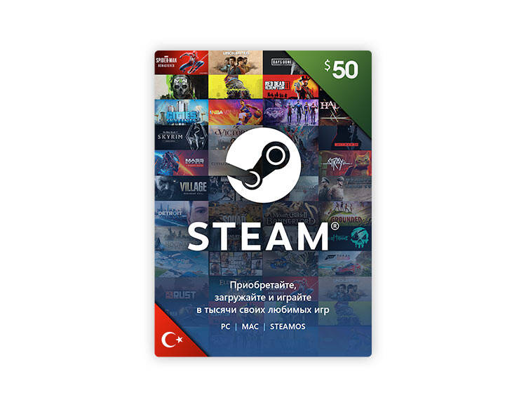 

Карта оплаты Steam 50 USD Turkey [Цифровая версия] (PC)